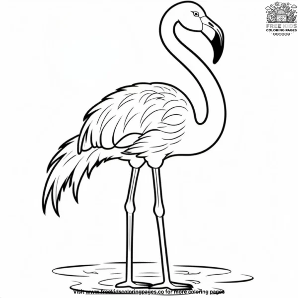 Elegant flamingo pose coloring pages