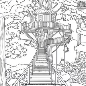 Elf Treehouse Coloring Pages