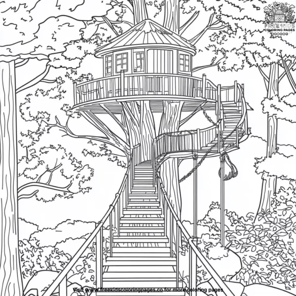 Elf treehouse coloring pages