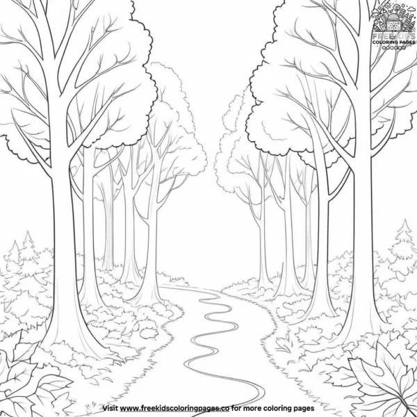 Enchanted forest path coloring pages