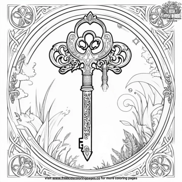 Enchanted key coloring pages