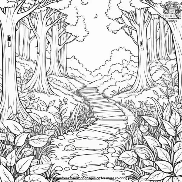 Enchanted pathway coloring pages