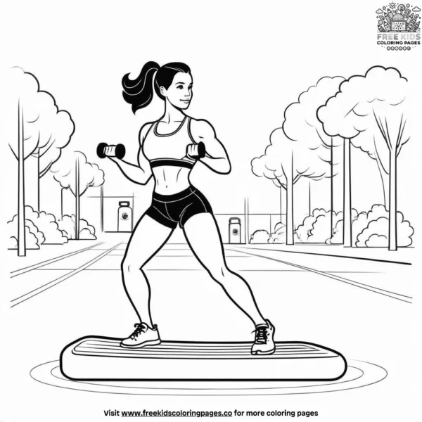 Energetic fitness trainer coloring pages