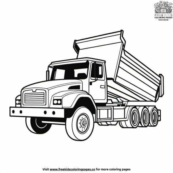 Energetic tipper truck coloring pages