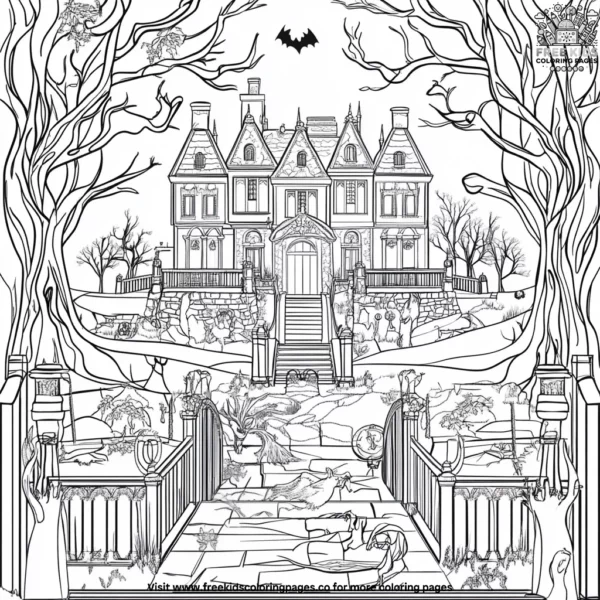 Enigma of the haunted house coloring pages