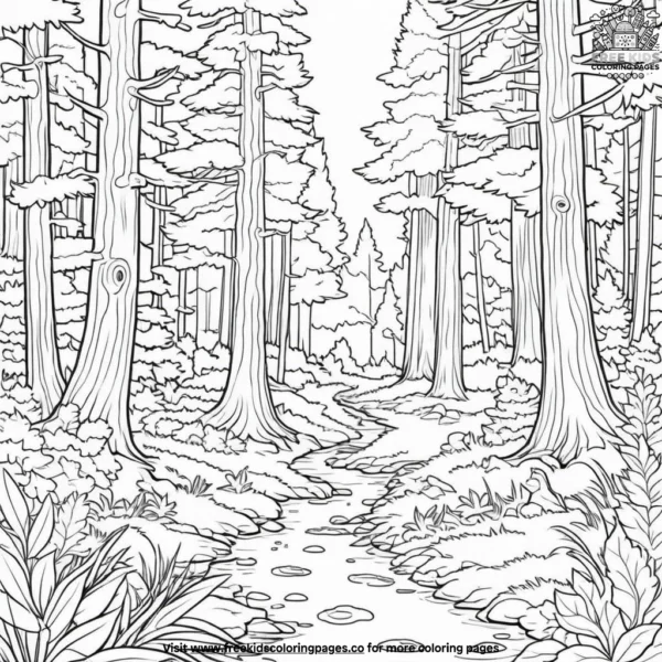 Evergreen forest coloring pages