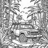 Explorer Jeep in the Jungle Coloring Pages