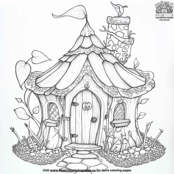 Fairy house coloring pages