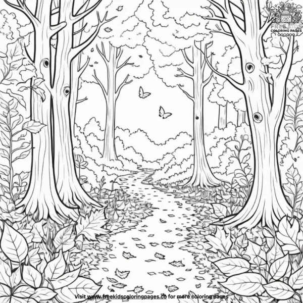 Fallen leaves coloring pages