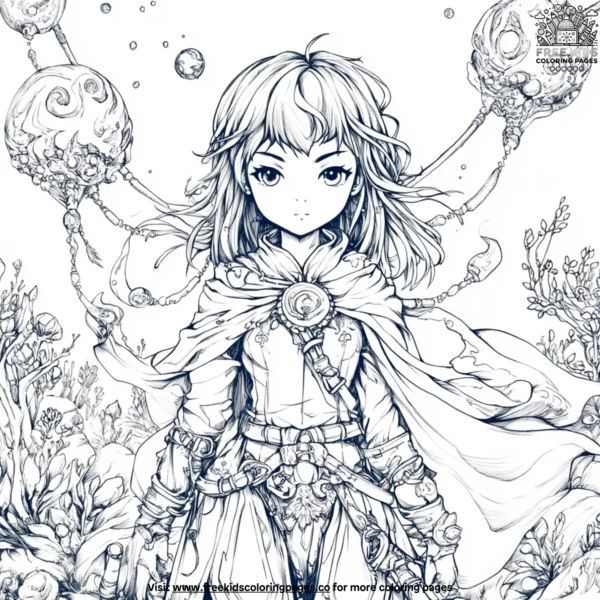 Fantasy anime girl coloring pages