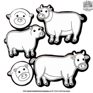 Farm Animal Cookies Coloring Pages