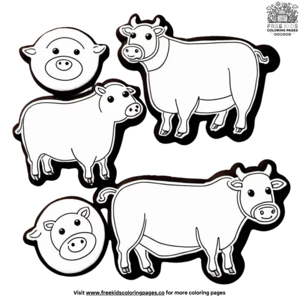 Farm animal cookies coloring pages