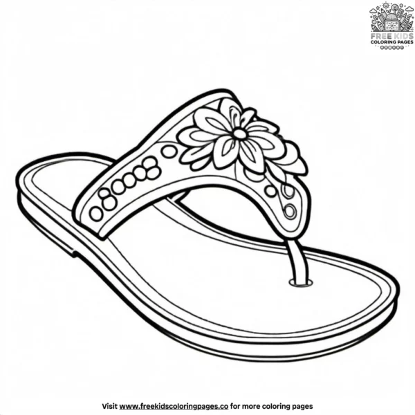 Fashionable flip flops coloring pages