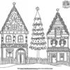 Festive Christmas Tree Gingerbread House Coloring Pages