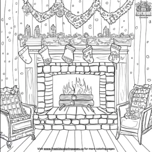 Fireplace in a gingerbread house coloring pages