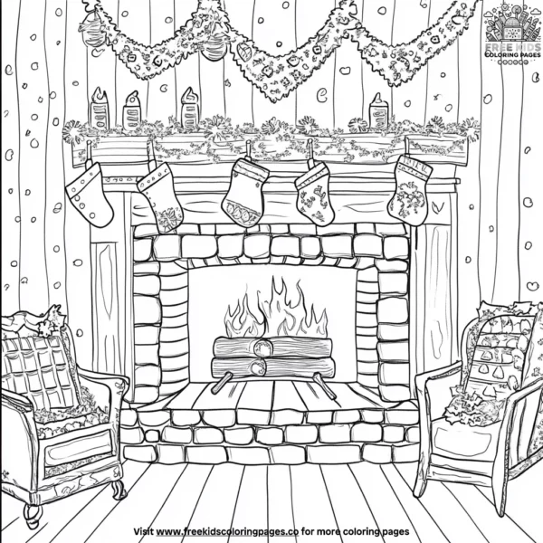 Fireplace in a gingerbread house coloring pages