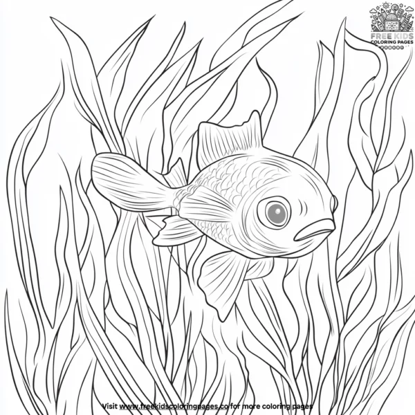 Fish hiding in the seaweed coloring pages