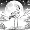 Flamingo Under the Moon Coloring Pages