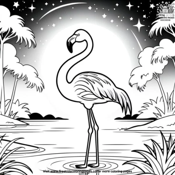 Flamingo under the stars coloring pages