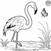 Flamingo and Butterfly Coloring Pages