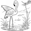 Flamingo and Dragonfly Coloring Pages