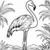 Flamingo and Tropical Palm Coloring Pages