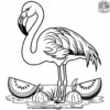 Flamingo and Watermelon Coloring Pages