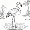 Flamingo in a Pond Coloring Pages