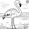 Flamingo on a Beach Coloring Pages