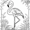 Flamingo with Flowers Coloring Pages