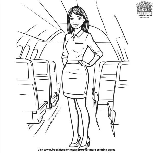 Flight attendant coloring pages