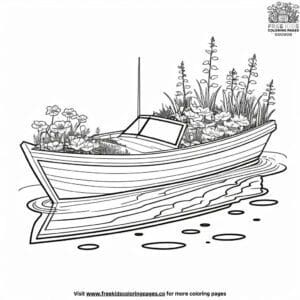 Floating Garden Boat Coloring Pages