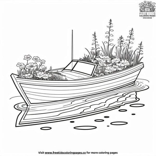 Floating garden boat coloring pages