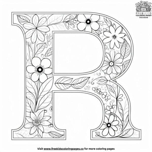 Floral abc beauty coloring pages