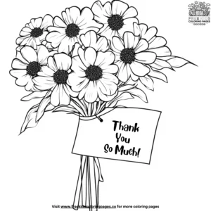 Floral Bouquet Thank You Coloring Pages