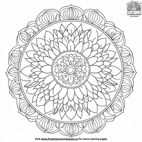 Flower petal mandala coloring pages