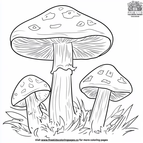 Fluffy mushrooms coloring pages