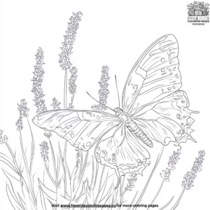 Fluttering butterflies and lavender coloring pages