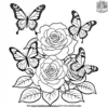 Fluttering Butterflies and Roses Coloring Pages