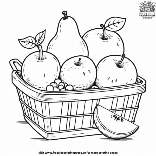 Fresh market fruits coloring pages