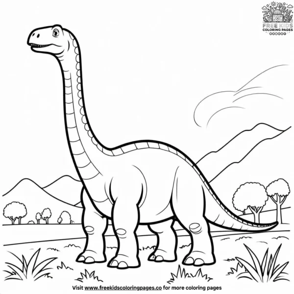 Friendly brontosaurus adventures coloring pages