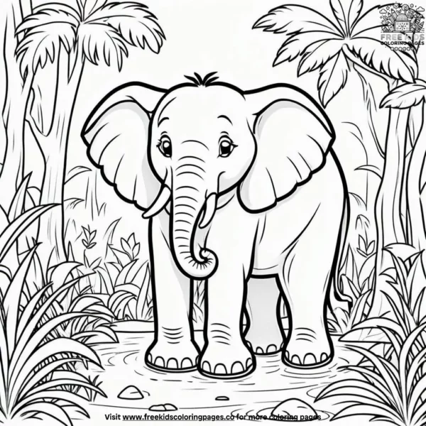 Friendly elephant coloring pages