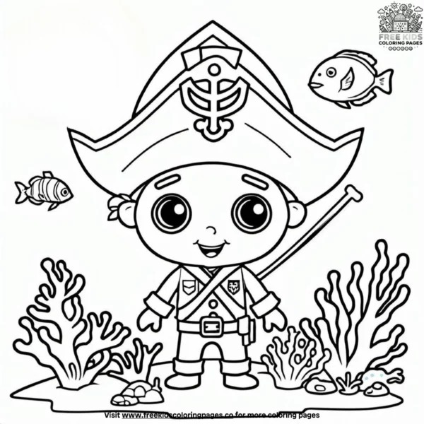 Friendly fish and pirates coloring pages