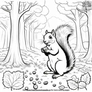 Friendly Squirrel Gathering Nuts Coloring Pages