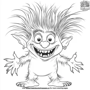 Friendly troll coloring pages