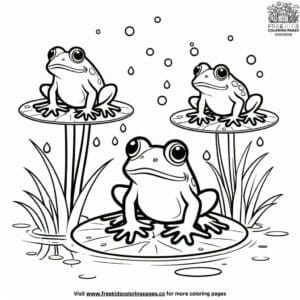 Froggy Fun in the Rain Coloring Pages