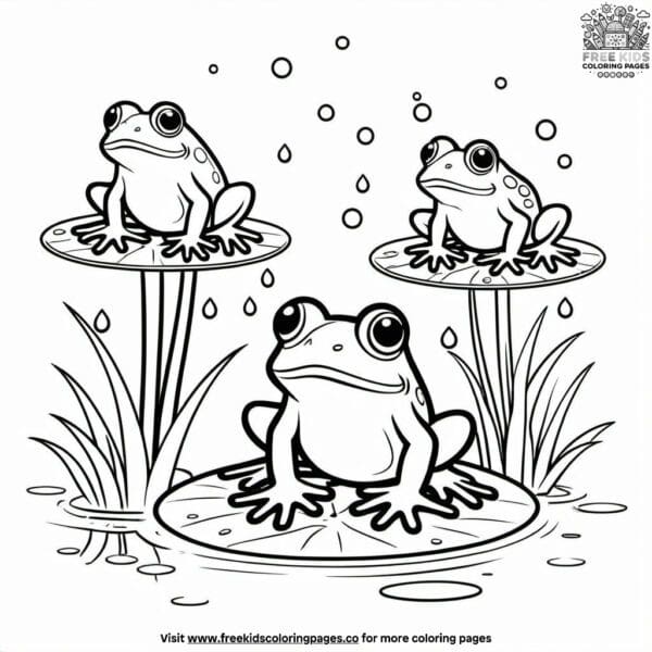 Froggy fun in the rain coloring pages