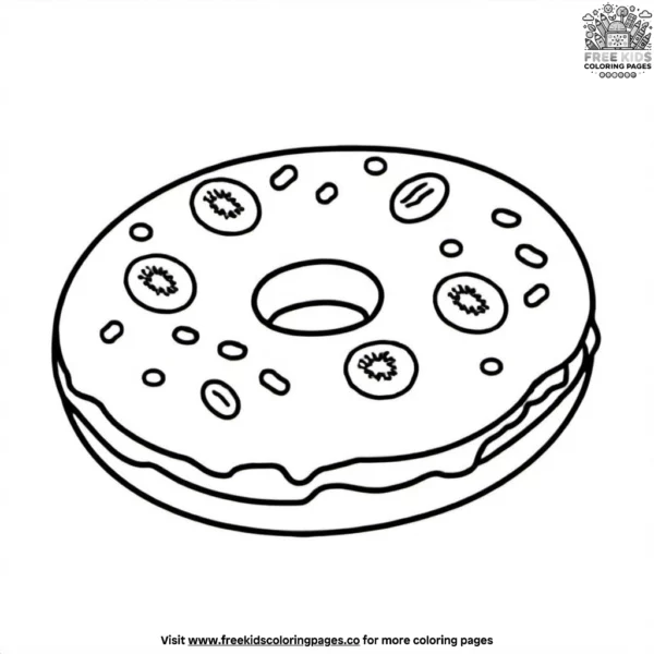 Fruit topped donut coloring pages