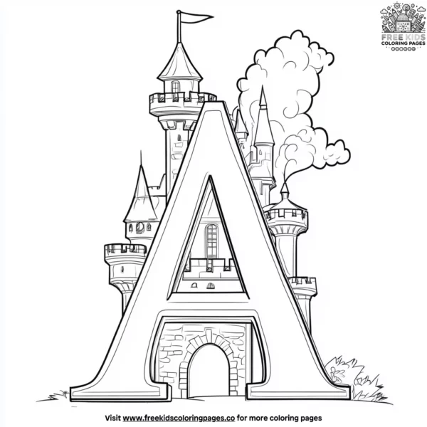 Fun castle letter a coloring pages