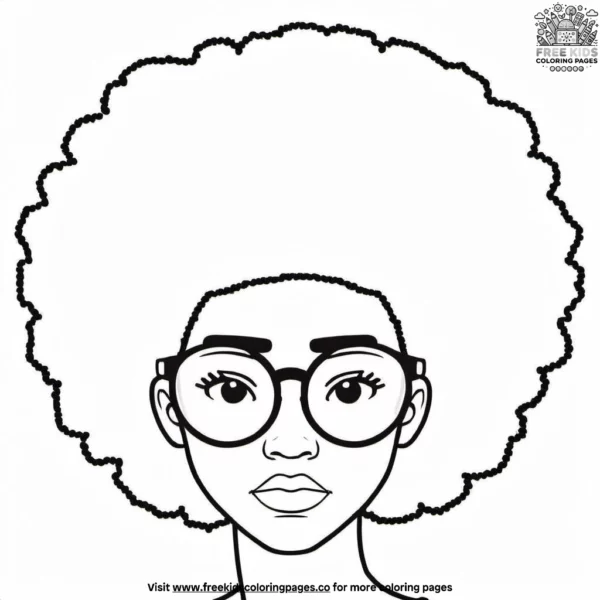 Funky afro hair coloring pages